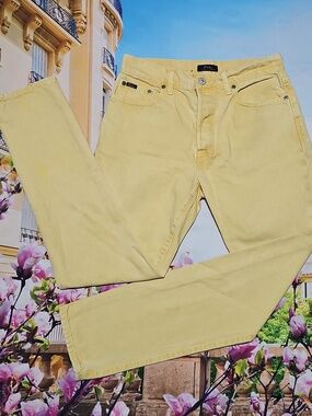 Polo‎ Ralph Lauren 5 Button Callen High Rise Slim Yellow Jeans Size 27